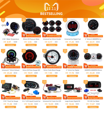 2 IN 1 Water Temperature Gauge Digital Led Voltmeter Water Temp Joint Pipe Sensor Car Truck Motorcycle Car Temperature Sensor