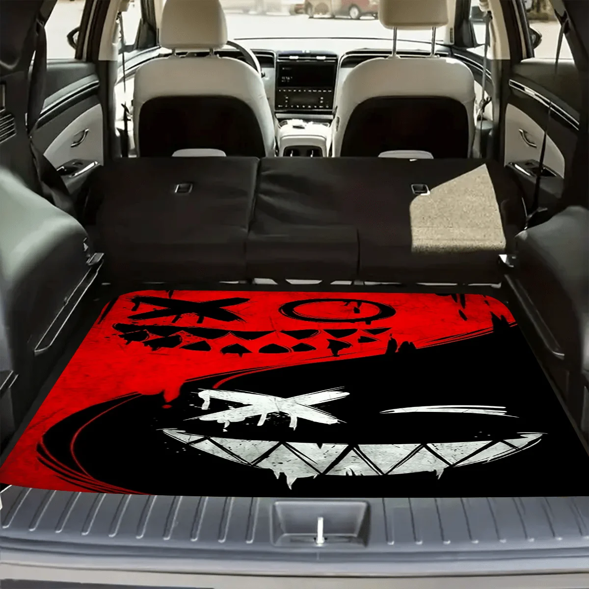 1pc Non-Slip Car Trunk Mat - Heavy-Duty Anti-Slip Rubber Cargo Liner with Smiling Face Design, Fit for SUVs, Sedans, Trucks