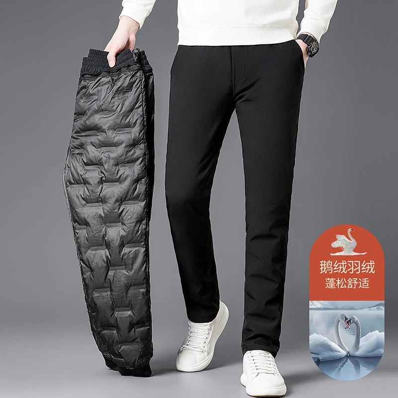 90% Goose Down Trousers High Quality Winter Detachable Keep Warm Pants Male Elastic Waist Thermal Trousers