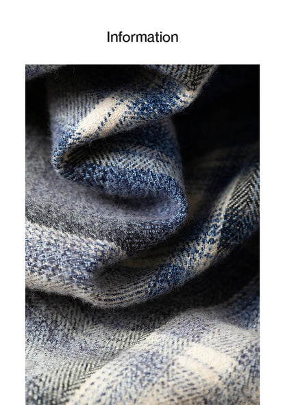 TOYOUTH Women Brushed Shirts 2026 Spring New Mid-Length Gradient Blue-White Plaid Loose Blouses