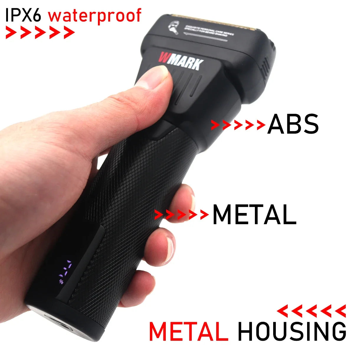 WMARK Shaver Professional Titanium Foil Rechargeable IPx6 Beard Trimmer 9000RPM Aluminum Housing Shaving Machine for Men NG-7982