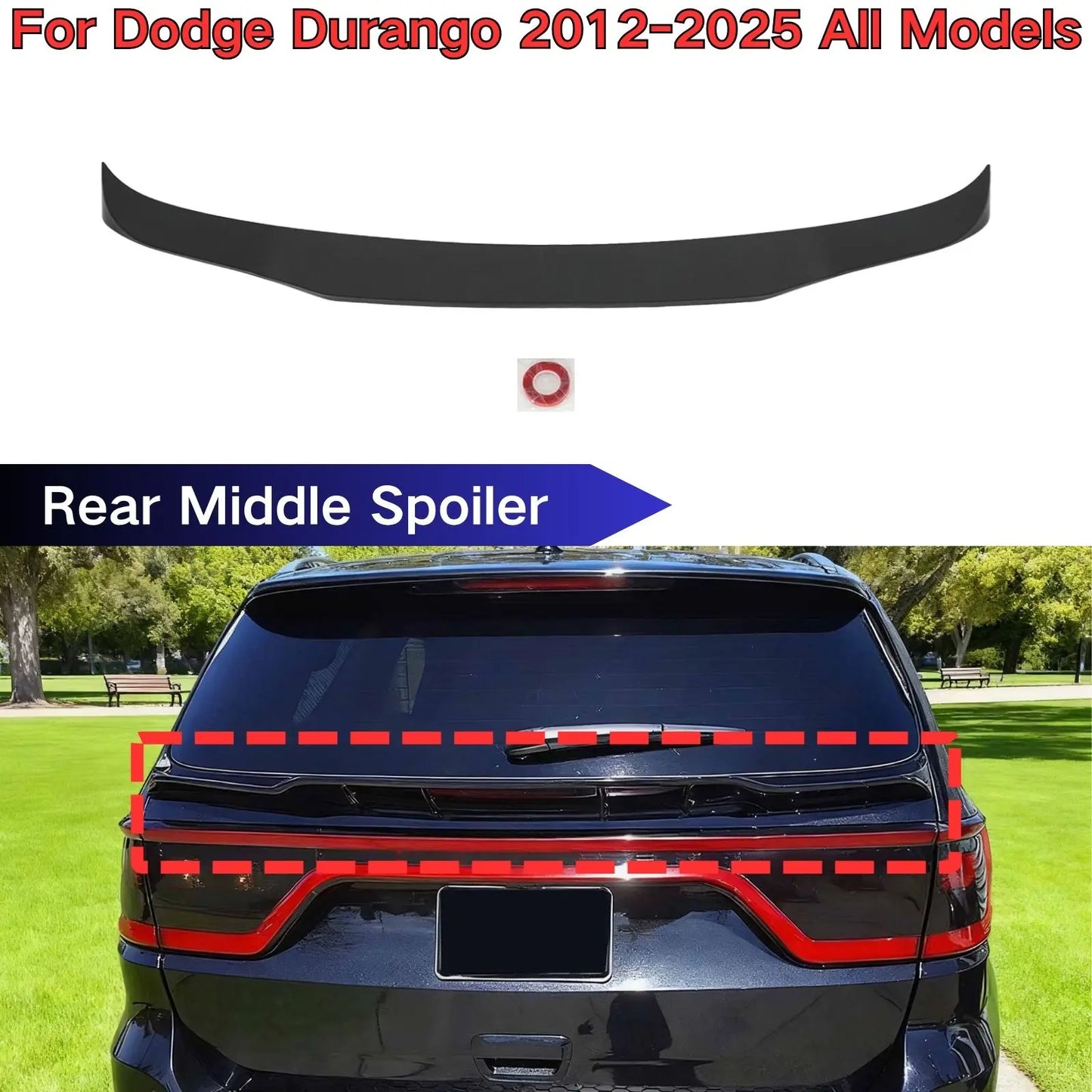 For 2012-2025 Dodge Durango All Models Car Middle Spoiler Rear Trunk Wing Glossy Black Carbon Fiber Painted Car Accessories