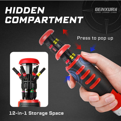 Geinxurn 19 PCS Ratcheting Screwdriver Set, Mini Rachet wrench,Rachet bit Handle and Nut Driver with Impact S2 Screwdriver Bits