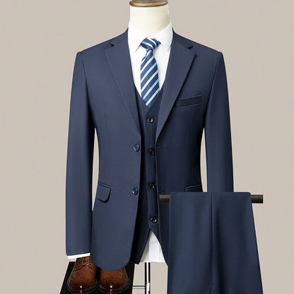 Newly upgraded fabric men's formal wear, gentlemanly demeanor, business style, wedding dress, formal three-piece suit, 6XL