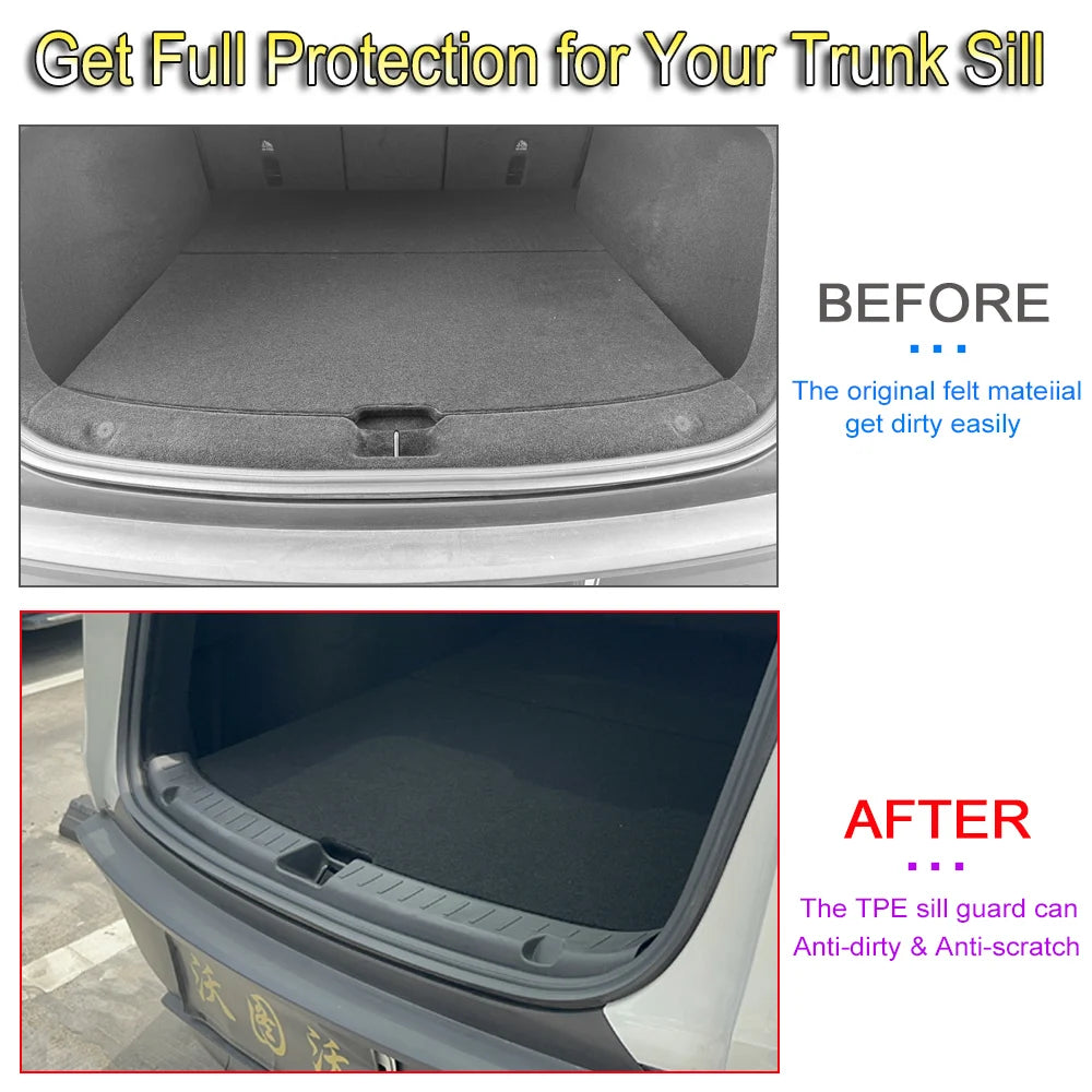 For Tesla Model Y Juniper 2025 2026 Trunk Threshold Strip TPE Mats Sill Guard Rear Cargo Kick Pad Protector Interior Accessories