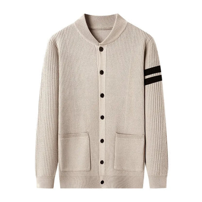Men's Autumn and Winter 2026 New Casual Cardigan Coat, High-end Sweater Jacket, Color-blocking Advanced Sweater.