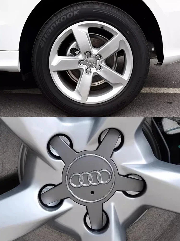 4Pcs Car Wheel Hub Cover Tires Rim Center Replace Cap Decoration Accessories For Audi Q5 A3 A5 A4 A4L A6 A6L A7 A8 Auto Emblem