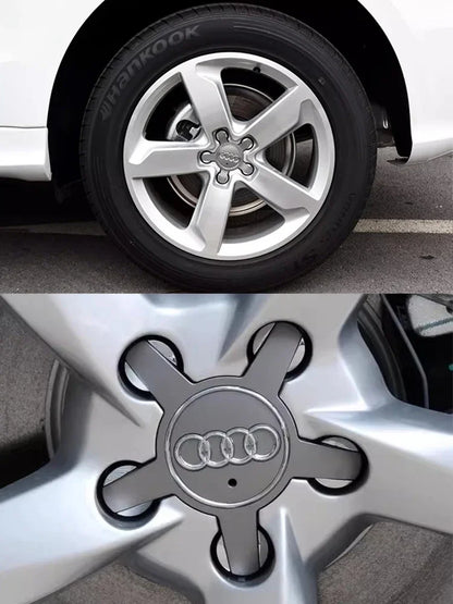 4Pcs Car Wheel Hub Cover Tires Rim Center Replace Cap Decoration Accessories For Audi Q5 A3 A5 A4 A4L A6 A6L A7 A8 Auto Emblem