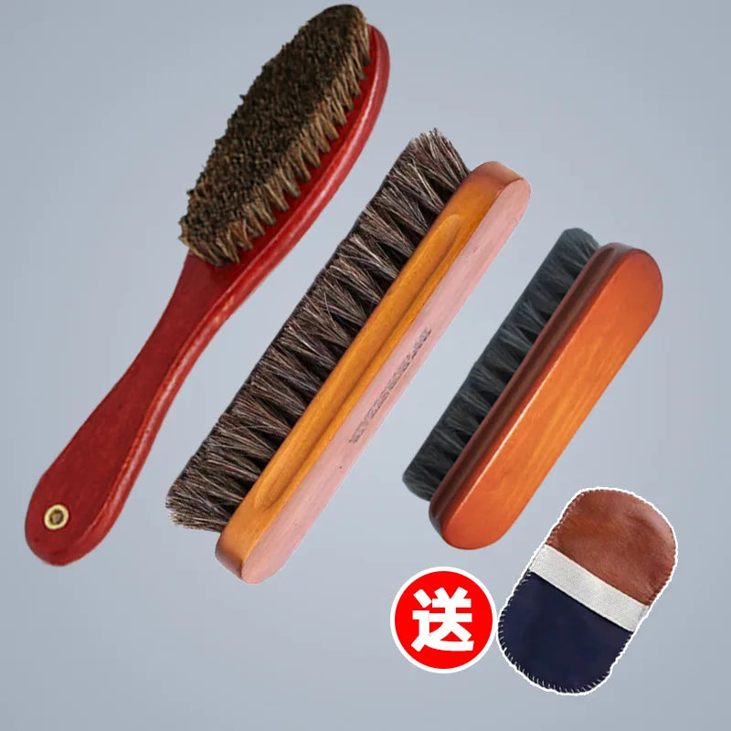 Soft Bristle Horse Hair Brush Shoe Cleaner Stain Remover for Velvet Matte Leather Dusting And Polishing