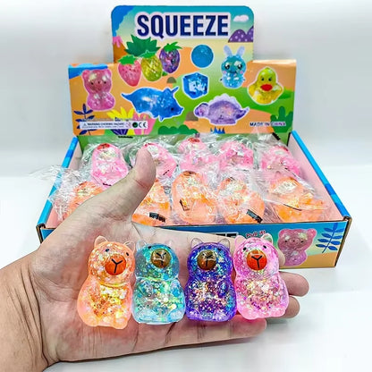 Cartoon Capybara Decompression Toy Soft Glitter Gummy Fidget Toys Pinching and Stress Relief Tool Anti Stress Squeeze Toy Gifts