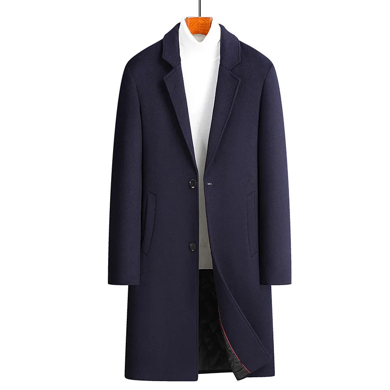 Long Jacket Men Clothing Men's Autumn Trench Coat Warm Woolen Overcoat Male Winter Men's Wear Woollen Coat Male Warm Mens New