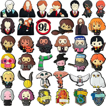 17-100Pcs Hot Toys Harry Potter Shoe Charms Accessories DIY Cartoon Clog Sandal Shoes Decoration Buckle Kids Party Gifts