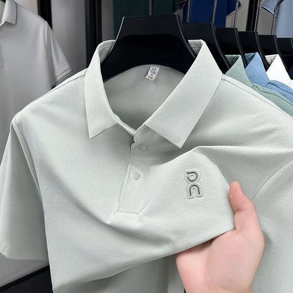 New Men's Short Sleeved Printed Polo Shirt Summer Luxury Brand Fashion Business Cool Anti Wrinkle Lapel T-shirt Top Men's Wear