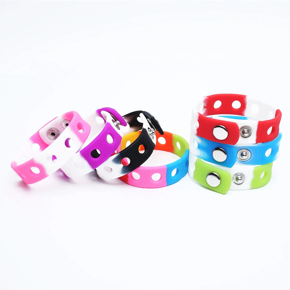 9/11/20pcs Random Color Silicone Bracelet Wristbands 18CM With Shoe Buckle PVC Shoe Accessories Shoes charms Kid birthday Gifts