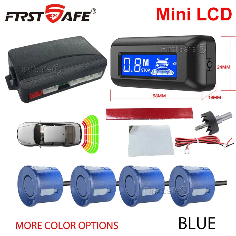 FirstSafe Factory Car Parking Sensor Kit Mini LCD Display With 22mm 4 Sensors Radar Detector System Universal All Car
