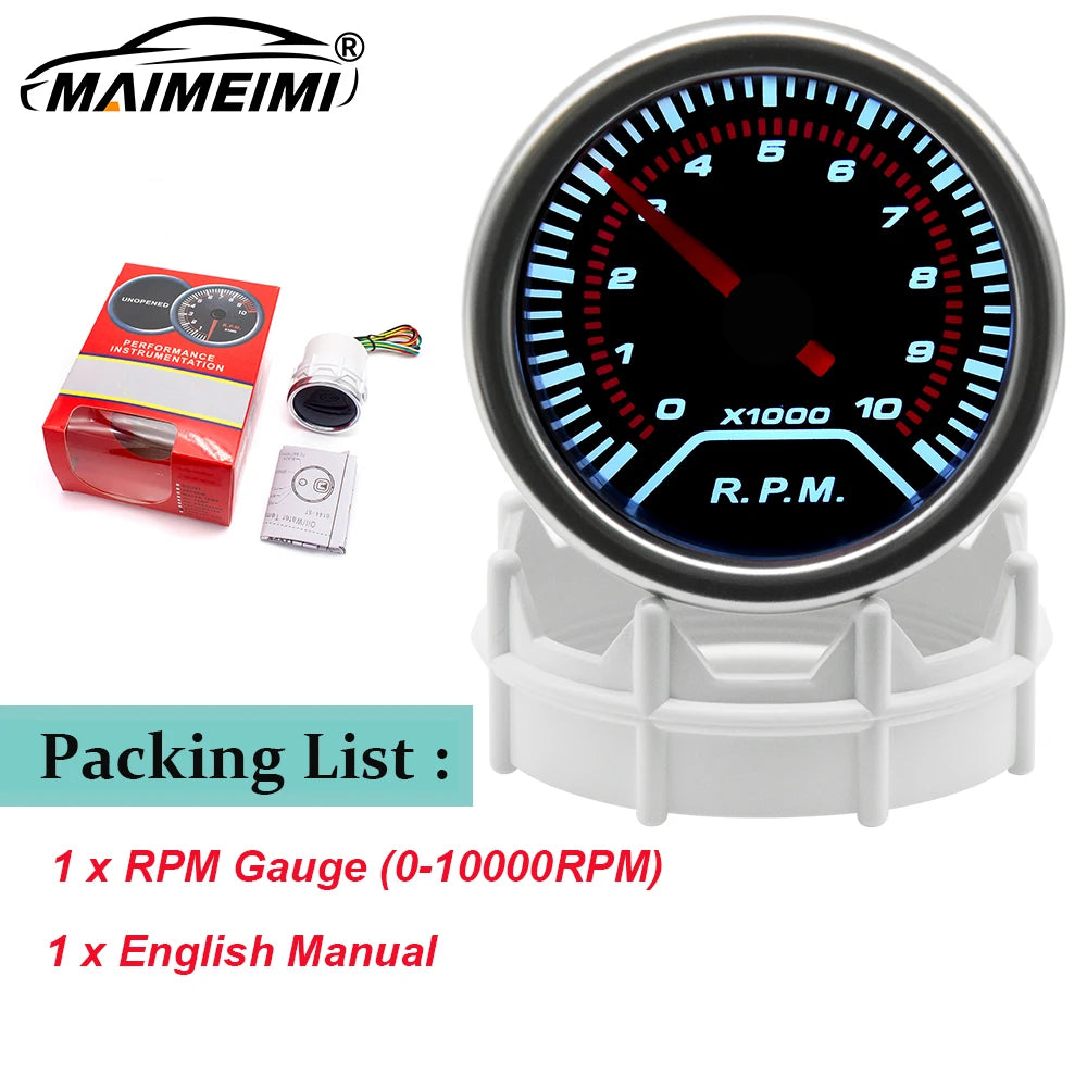 12V Boost Gauge Water Temp  2" 52mm LCD Display Turbo RPM Tachometer Oil pressure gauge with sensor -1-2.0-3.0 bar Racing Meter