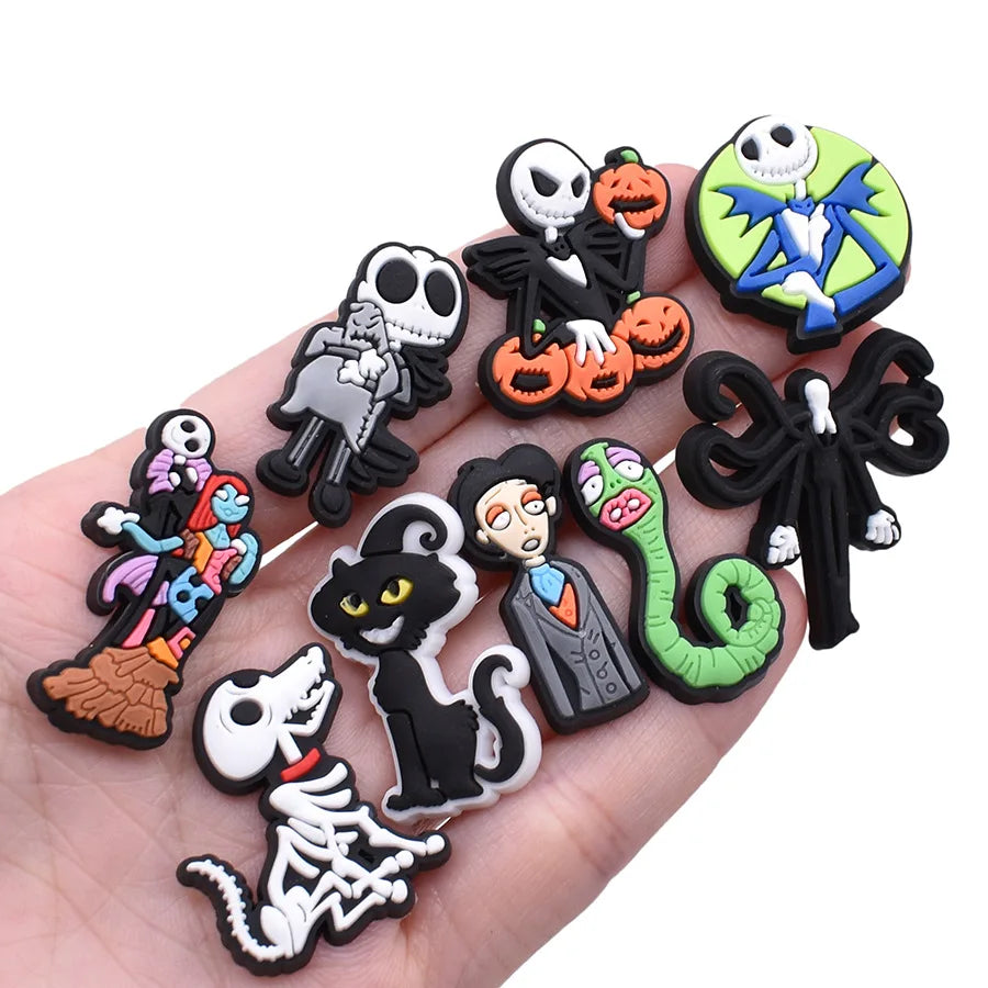 1-100pcs Halloween Ghost Mom PVC Shoes Charm Alligator Charm Accessories Fit Bracelet Wristband Kids Girl Boys love party gifts