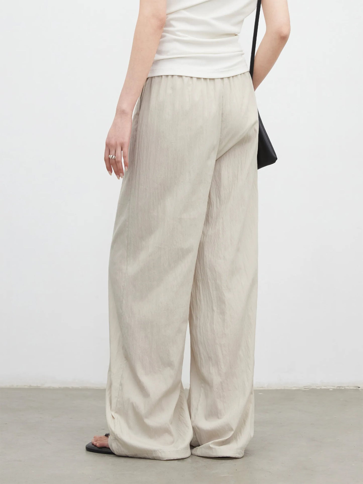 CHIC VEN New Women Pants Solid Loose Casual Wide Leg Pant  Elastic Waist Female Thin Trousers Pleated Spring Summer 2026