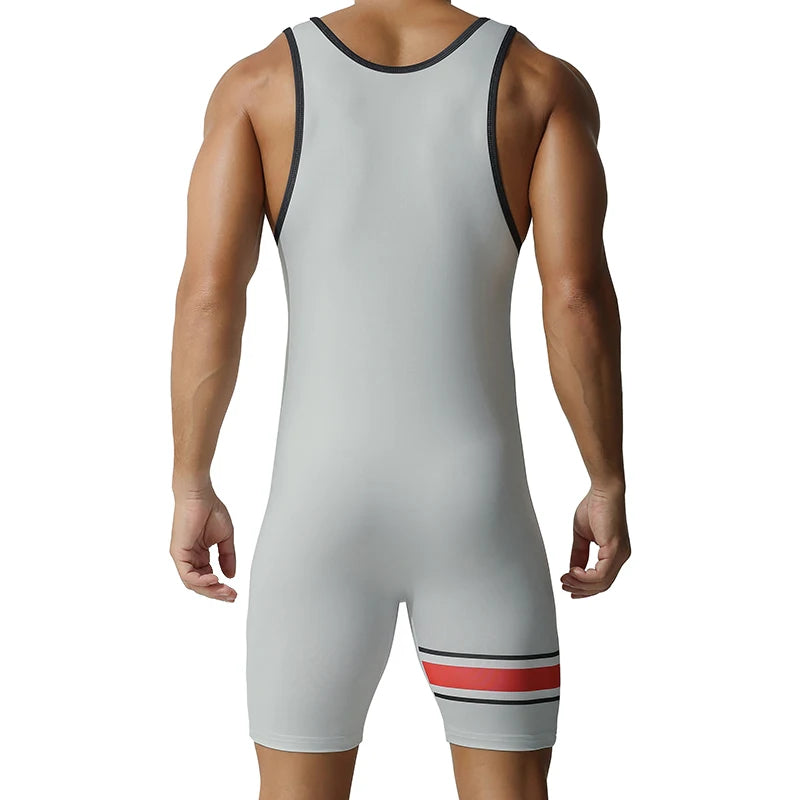 Men's shapewear, jumpsuit, wrestling suit, vest, sports and fitness training suit, weightlifting suit, high elasticity, slim fit