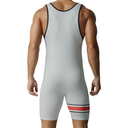 Men's shapewear, jumpsuit, wrestling suit, vest, sports and fitness training suit, weightlifting suit, high elasticity, slim fit