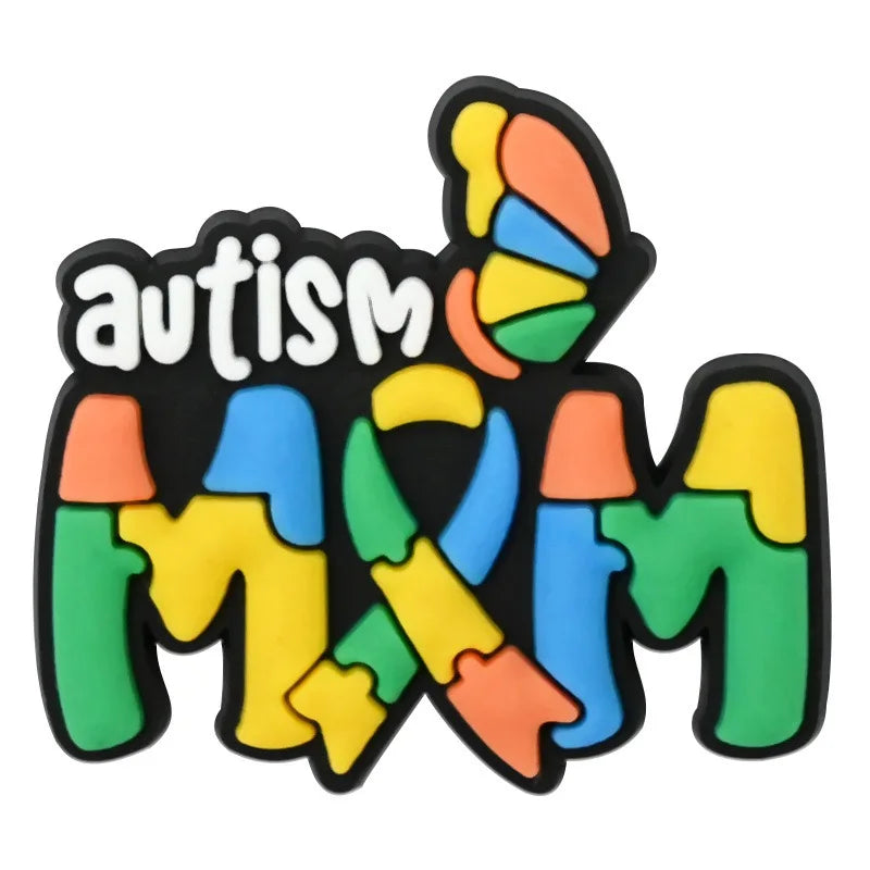 1-16Pcs Be Kind Autism Awareness Love Patience Understanding Pvc Garden Shoe Charms Buckle Kid Cartoon Accessories DIY Backpack