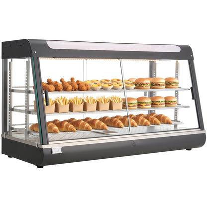 SucceBuy 190Qt 1600W 3-Tier Commercial Food Warmer Display with LED Light Top Storage and Adjustable Shelves for Hamburger Bread