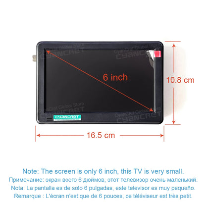 LEADSTAR D6 Portable TV 6 Inch Pocket Television DVB-T2 ATSC ISDB-T TDT DTT Digital and Analog Mini Small TV for Car Kitchen