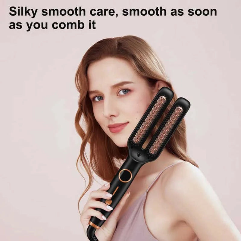 Electric Anti Frizz Hair Hot Comb Brush Straightener One Step 2 In 1 Ceramic Hair Straightener Brush With Lcd Digital Display