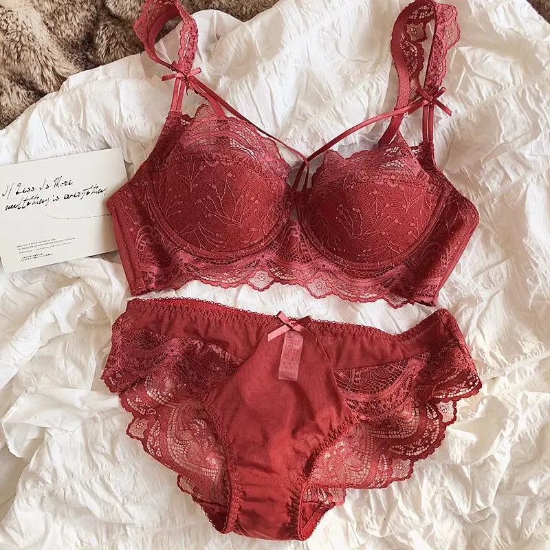 MOYISU Adjustable Lace Bralette for Small Chest Bra Set Removable Straps & Thin Padding Soft Wire Comfort Muslim Girls Underwear
