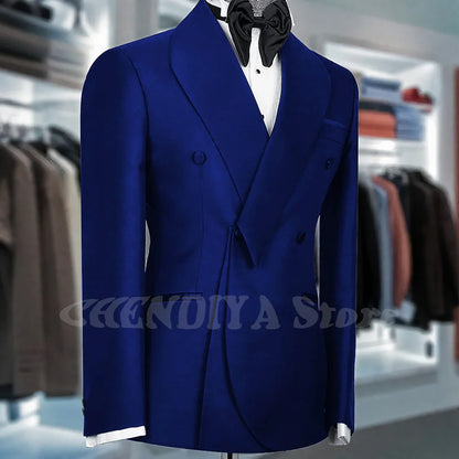Black Suits For Men Shawl Lapel Formal 1 Piece Jacket Double Breasted Business Casual Groom Wedding Party Custom Made Blazer