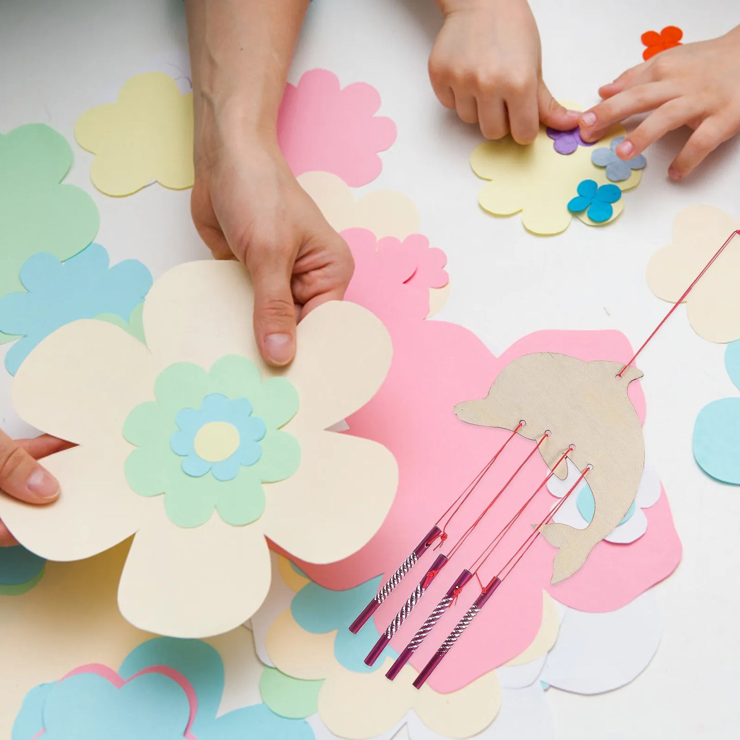 10Pcs Wooden Wind Chime Making Kit DIY Painting for Kids Family Craft Indoor Outdoor Decoration Creative Art Activity