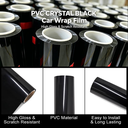 Glossy Black Self-adhesive Vinyl Sticker Circular Film Auto DIY Decal Bubble Free Air Free Car Body Styling Decor Accessories