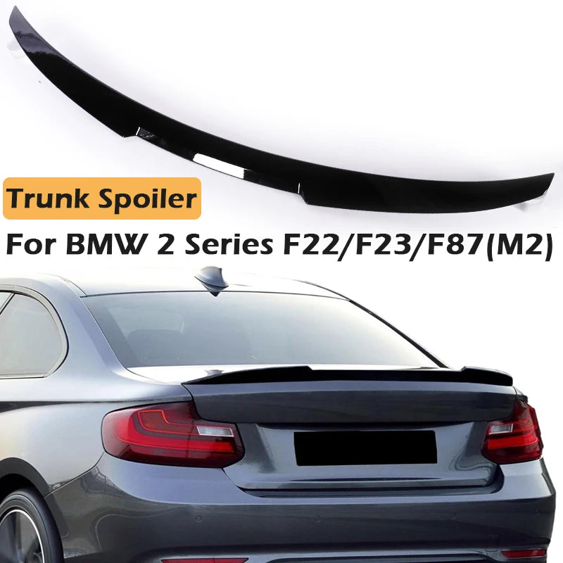 Rear Bumper Spoiler Lip For BMW 2 Series F22 F23 M2 F87 Carbon Fiber MP M4 PSM Style Roof Trunk Wing Tail 2014 -2021 Gloss Black