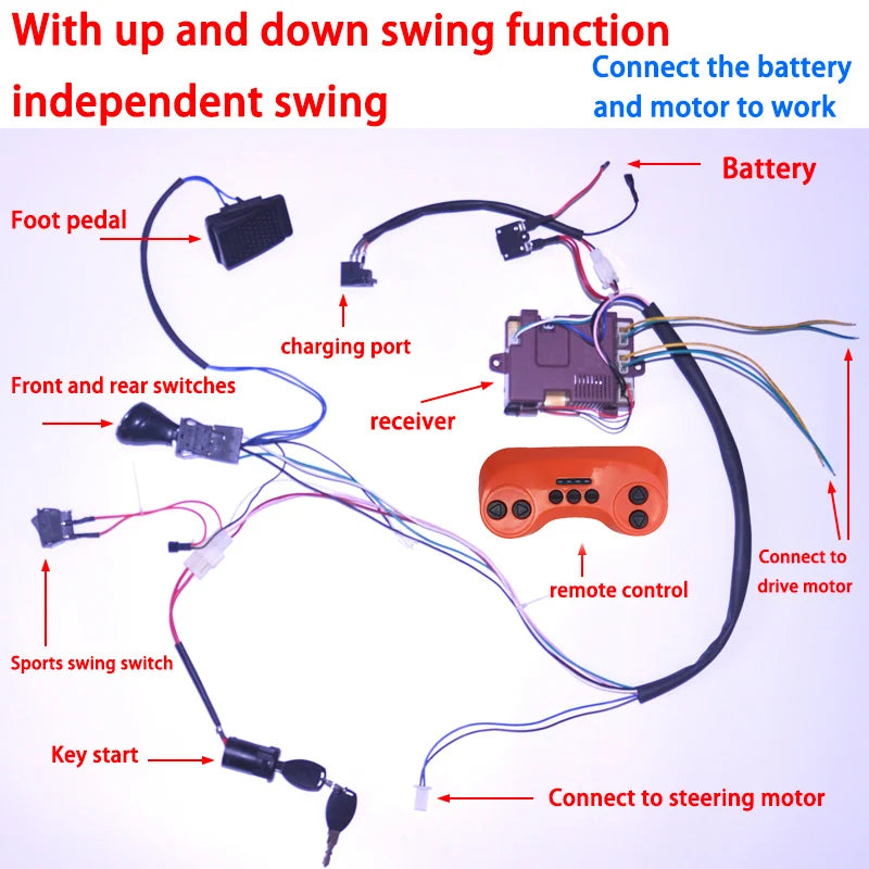 24V 12V DIY Children Electric Car Wire Harness with RC,wire harness for Kids Ride On toys Car