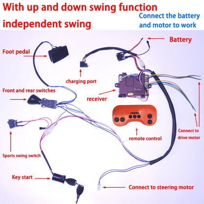 24V 12V DIY Children Electric Car Wire Harness with RC,wire harness for Kids Ride On toys Car
