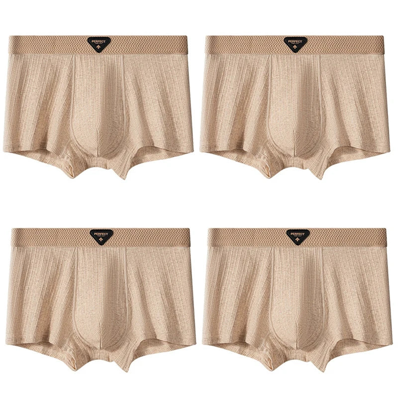4pcs Pure Cotton Mens Boxer Panties Males Soft Underwears Large Size Summer Comfortable Underpants  Shorts Mans Breathable Brief