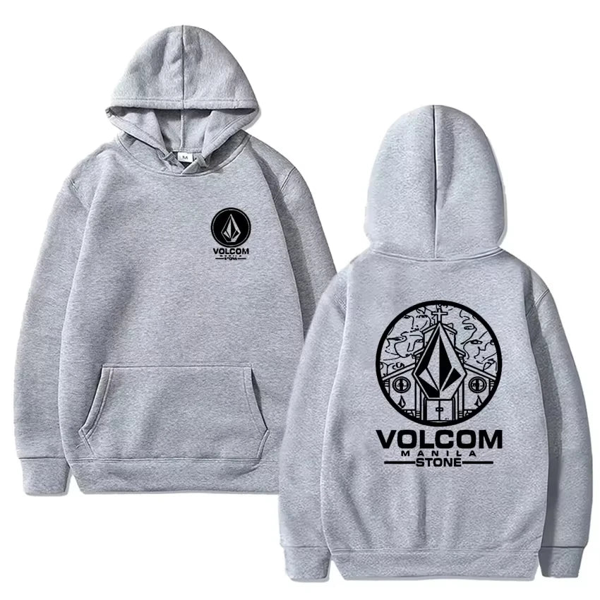 Volcom Stone Double Print Autumn Winter Warm Cotton street style Men's Fleece Hoodie Outdoor Commuter Men's Top High Elastic tos