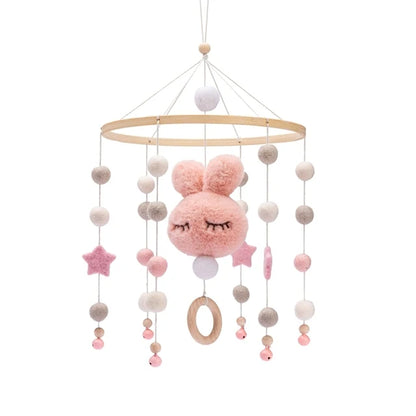 DIY Baby Crib Bed Bell Holder Arm Toy Imitation Wood Grain Infant Bed Decoration Toys Rotating Music Box Nut Screw Arm Bracket