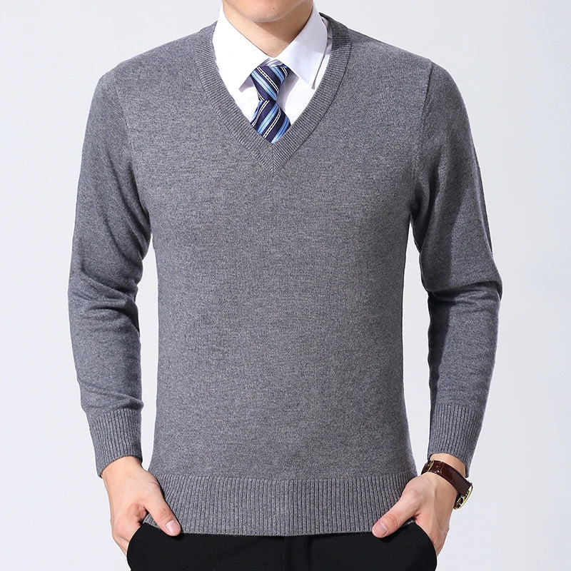 2025 New Fashion Brand Sweater Mens Pullover V Neck Slim Fit Jumpers Knitting Thick Warm Autumn Korean Style Casual Mens Clothes