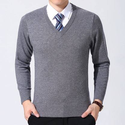 2025 New Fashion Brand Sweater Mens Pullover V Neck Slim Fit Jumpers Knitting Thick Warm Autumn Korean Style Casual Mens Clothes