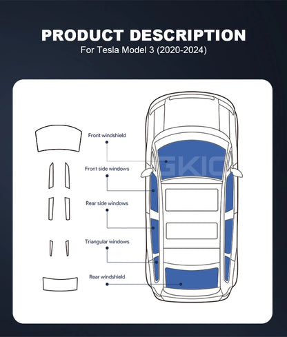 Pre-Cut Car Window Privacy Tint Film For Tesla Model 3 2020-2023 Auto solar UV Protector films for Tesla Model 3 Highland 2024