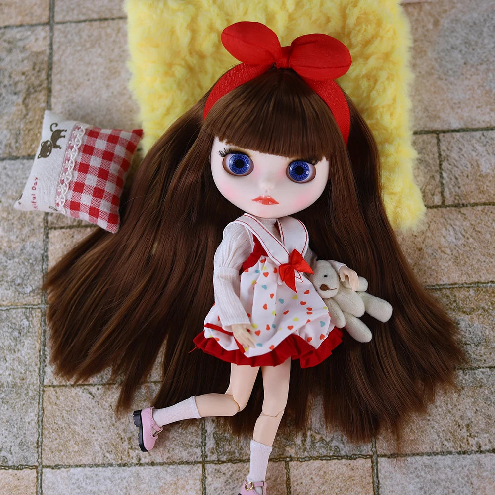 ICY DBS Blyth Doll BJD Joint Body White Skin Matte Face Bow Cute Doll 1/6 30cm Girl Gift Anime SD