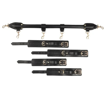 Leather SM Bondage Restraint Tool Sex Handcuffs Couple Fixed Position Conditioning Rod With Foot Cuff Male Female Adult Products