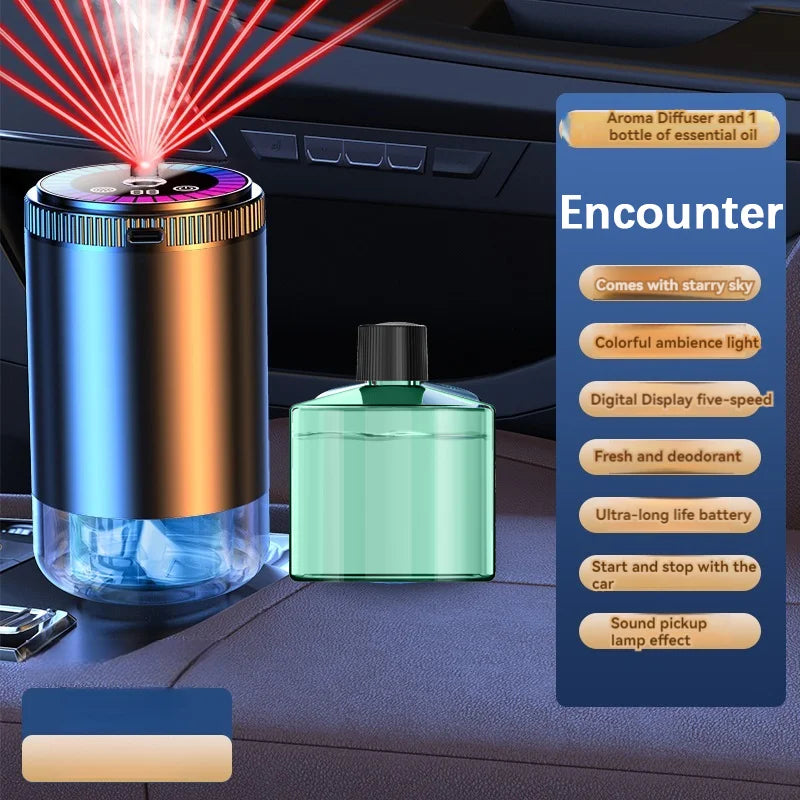 Smart Car Air Freshener & Perfume Diffuser - Rechargeable 5-Level Adjustable Starlight LED Car Gadgets