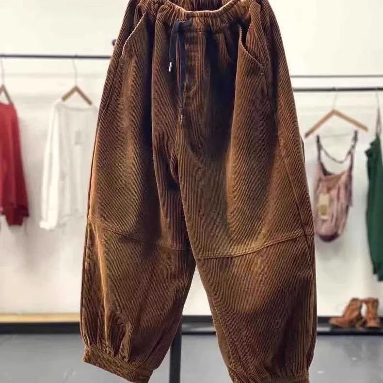 Winter 2024 Women's Casual Pants Fleece Lined Thickened Harajuku Style Long Trousers Lantern Pants Comfortable Fit Commute Fa...