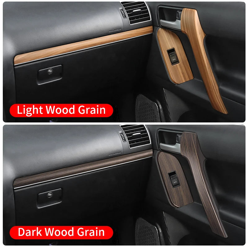 For Toyota 2010-2023 Land Cruiser Prado 150 LC150 Wood Grain Door Handle Armrest Interior Upgrade Accessories Replacement Parts