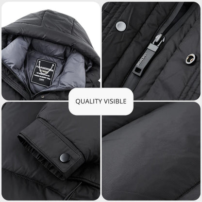 High End Long Thick New Brand Casual Fashion Winter Down Jacket Men Hooded Warm Street Parkas Feather Windbreaker Puffer Coats