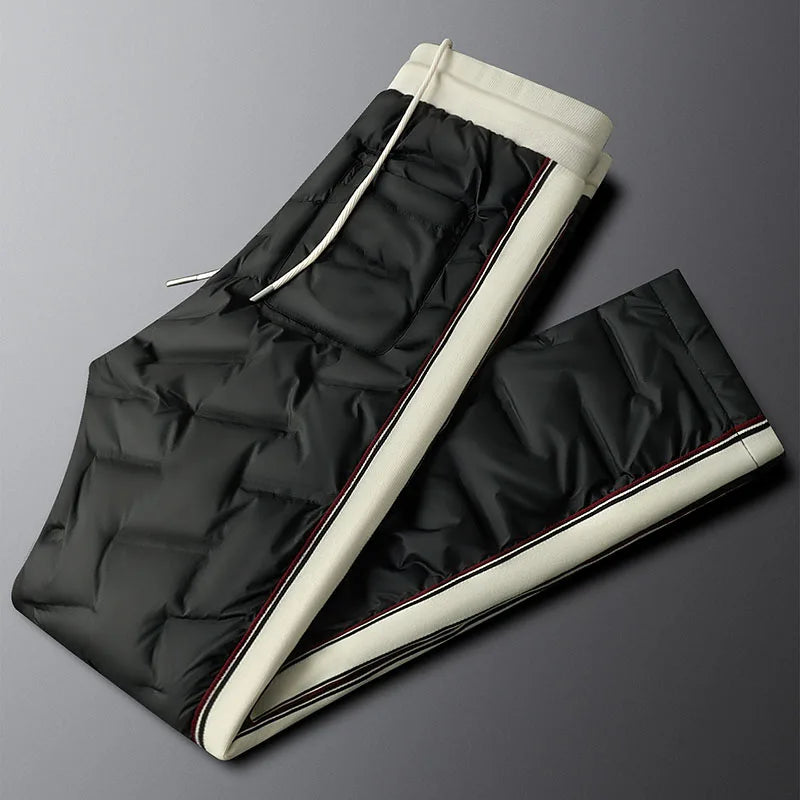 Light luxury straight down pants, thickened and warm in winter, outdoor light and soft white duck down trousers to protect again