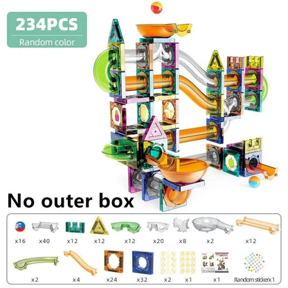 Educational Colorful Magnetic Sheet for Kids Toys with Slide Ball Building Blocks Pipe Magnet Splicing Track Puzzle Toy Window