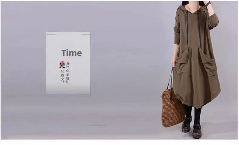 Casual Loose Long Sleeve Dress for Middle-Aged And Elderly Mothers Spring Autumn plus Size Women's Clothing Slimming Belly Co...